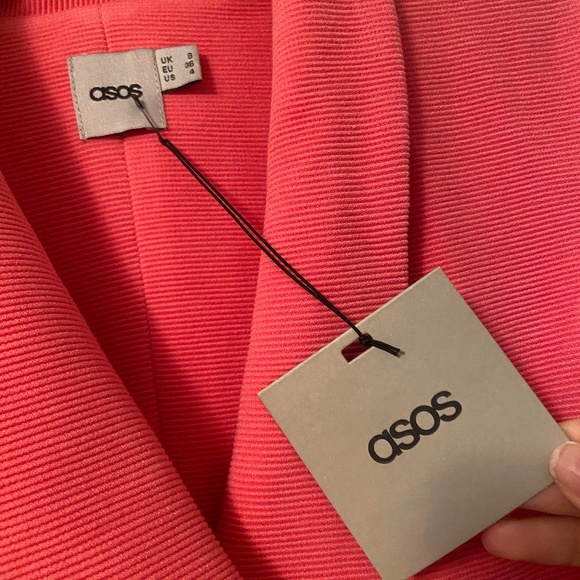 ASOS HOT PINK DOUBLE BREASTED BUTTON GRAD DRESS COLLAR COCKTAIL CHIC MIDI SHOWER - Picture 4 of 8